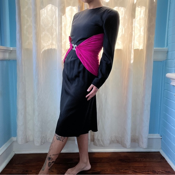 lawrence 100% silk vintage 80s prom dress size 8 - Picture 3 of 8